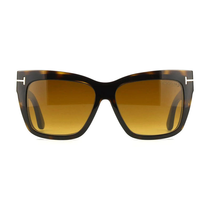 Tom Ford Eyeglasses Square Full Rim, Dark Havana Frame and Clear with Magnetic Clip-On Brown Lens FT6069-B052