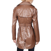 Womens Faux Leather Cold Weather Trench Coat