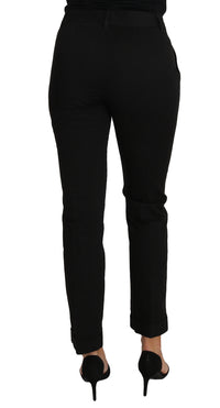 Dolce & Gabbana Black Dress Cropped Straight Straight Women's Pants