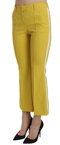 Dolce & Gabbana Yellow Flared Bootcut Capri Cotton Women's Pants