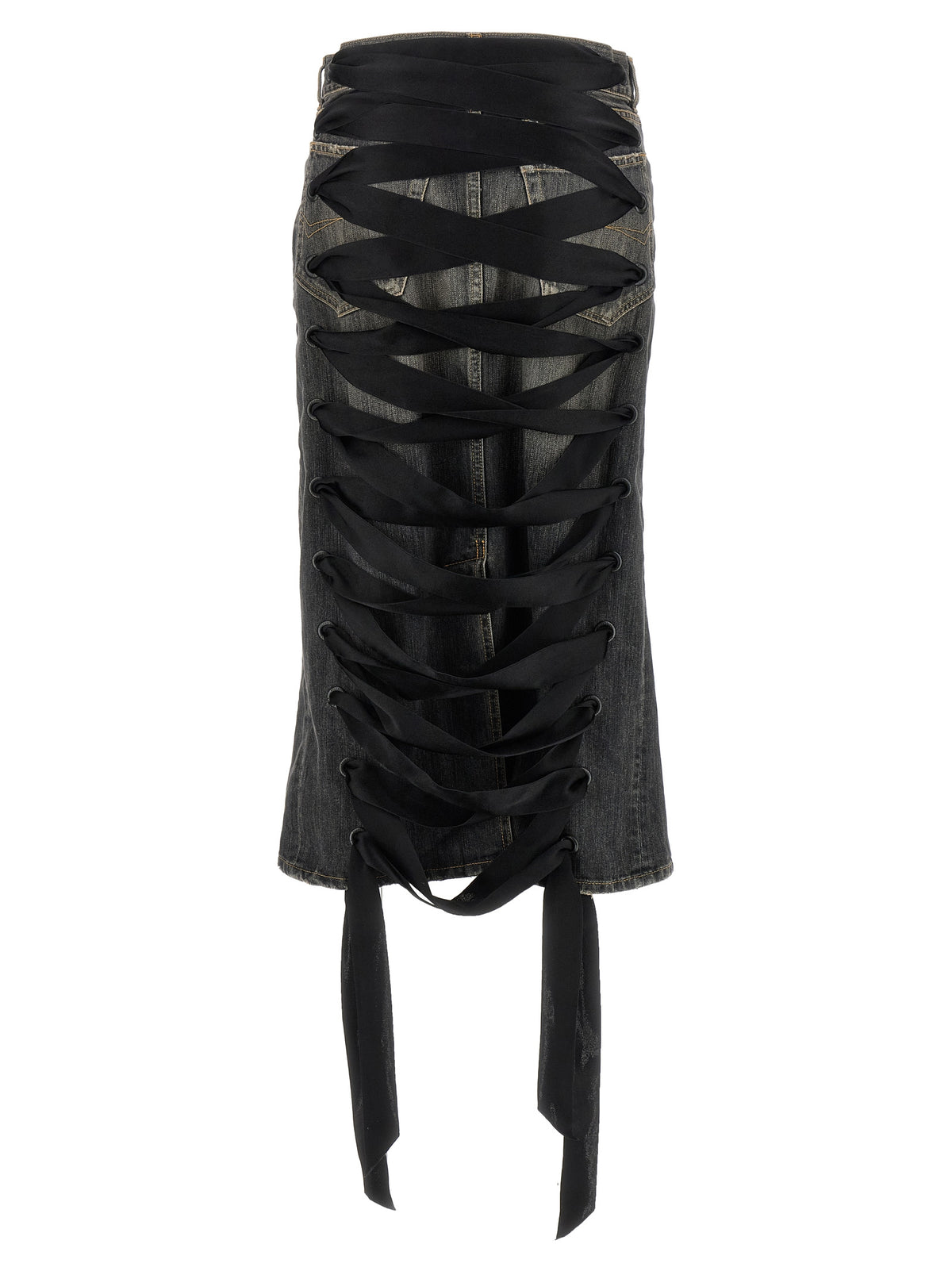 Balenciaga Women 'Lace Up' Denim Skirt