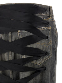 Balenciaga Women 'Lace Up' Denim Skirt