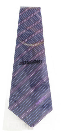 Missoni Multi Stripe Blue/Purple Woven 100% Silk Tie