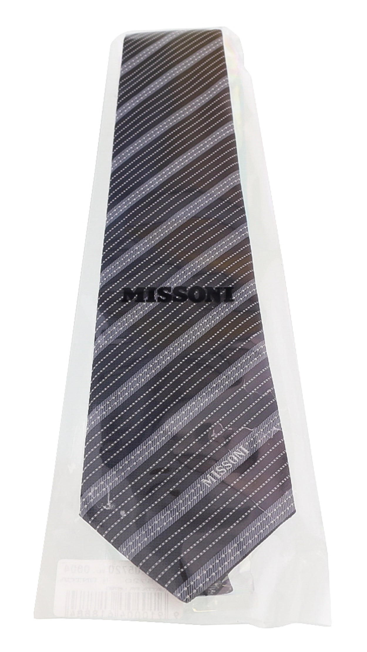 Missoni Multi Stripe Blue/Grey Woven 100% Silk Tie