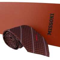 Missoni Micro Floral Marroone Woven 100% Silk Tie