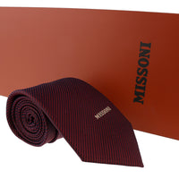 Missoni Interlock Woven Red Woven 100% Silk Tie