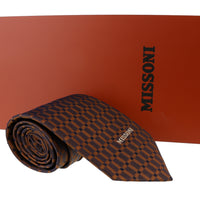 Missoni Grid Brown Woven 100% Silk Tie