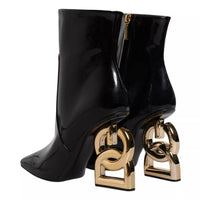 Dolce & Gabbana Black Jackie Leather Mid Calf Boots Women's Shoes