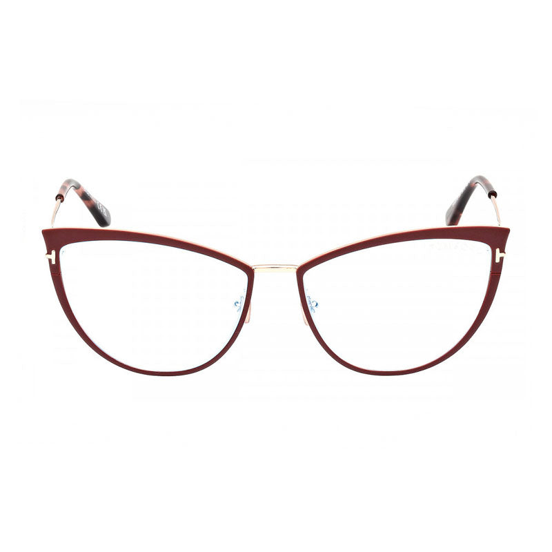 Tom Ford Tom Ford Eyeglasses Cat Eye Full Rim, Shiny Black/Gold Frame and Clear Blue Light Block Lens FT5877-B001