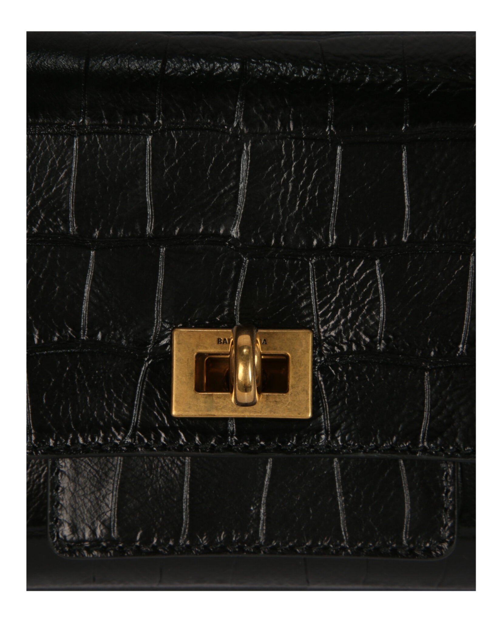 Balenciaga Womens Bel Air Small Croc-Embossed Leather Clutch Bag