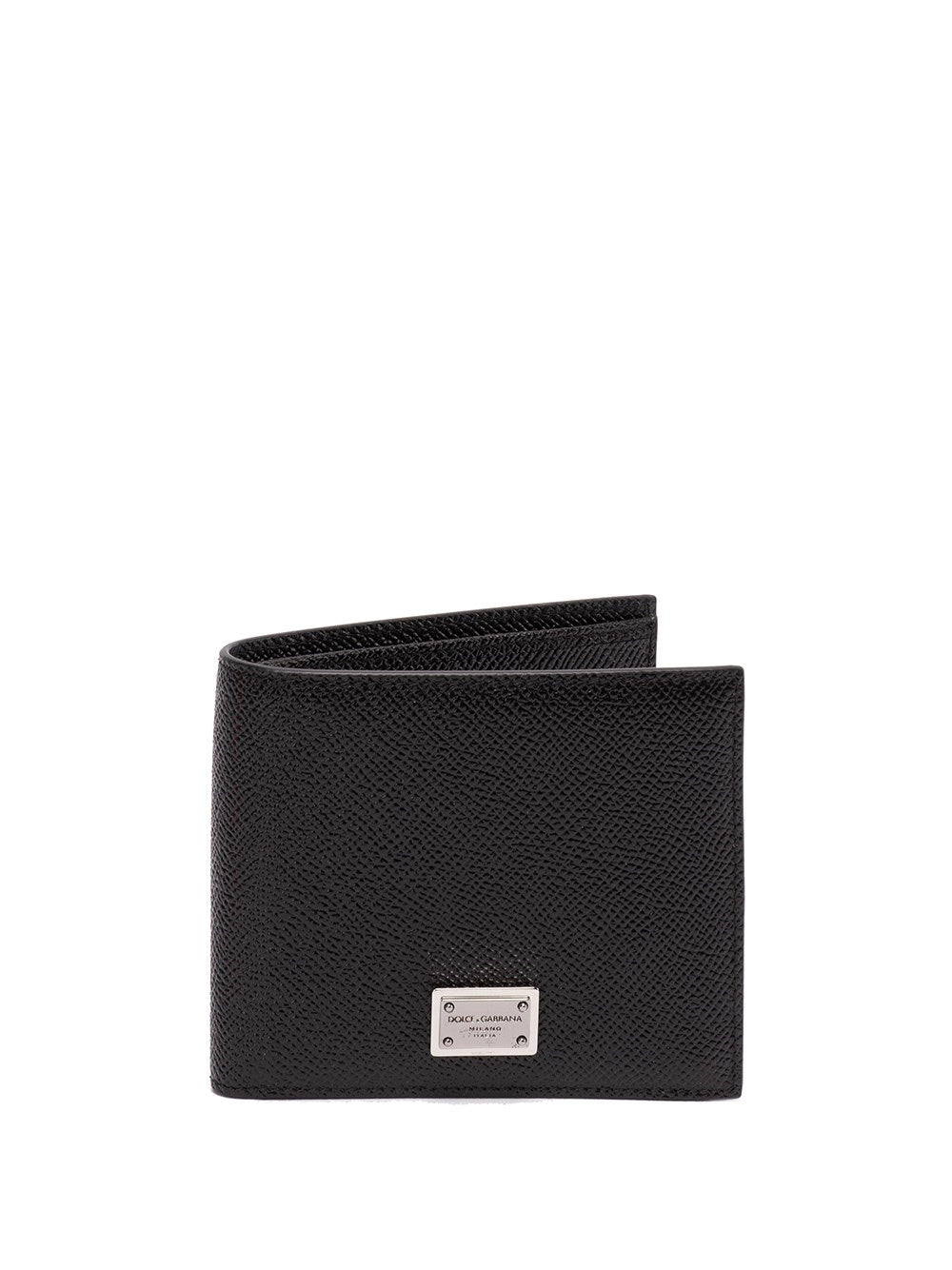 Dolce & Gabbana Men Calfskin Bifold Wallet With Logo Tag