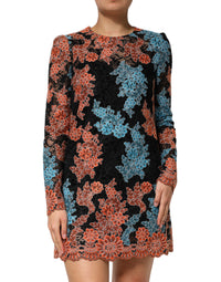 Dolce & Gabbana Multicolor Floral Embroidery Shift Mini Women's Dress