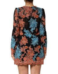Dolce & Gabbana Multicolor Floral Embroidery Shift Mini Women's Dress