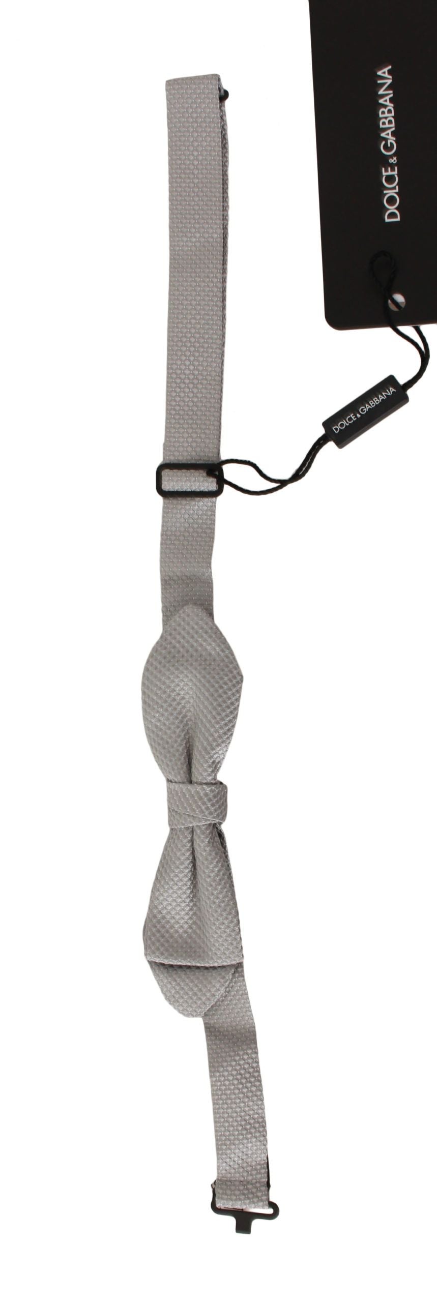 Dolce & Gabbana Dolce & Gabbana Gray 100% Silk Faille Adjustable Neck Bow Tie Men's Papillon