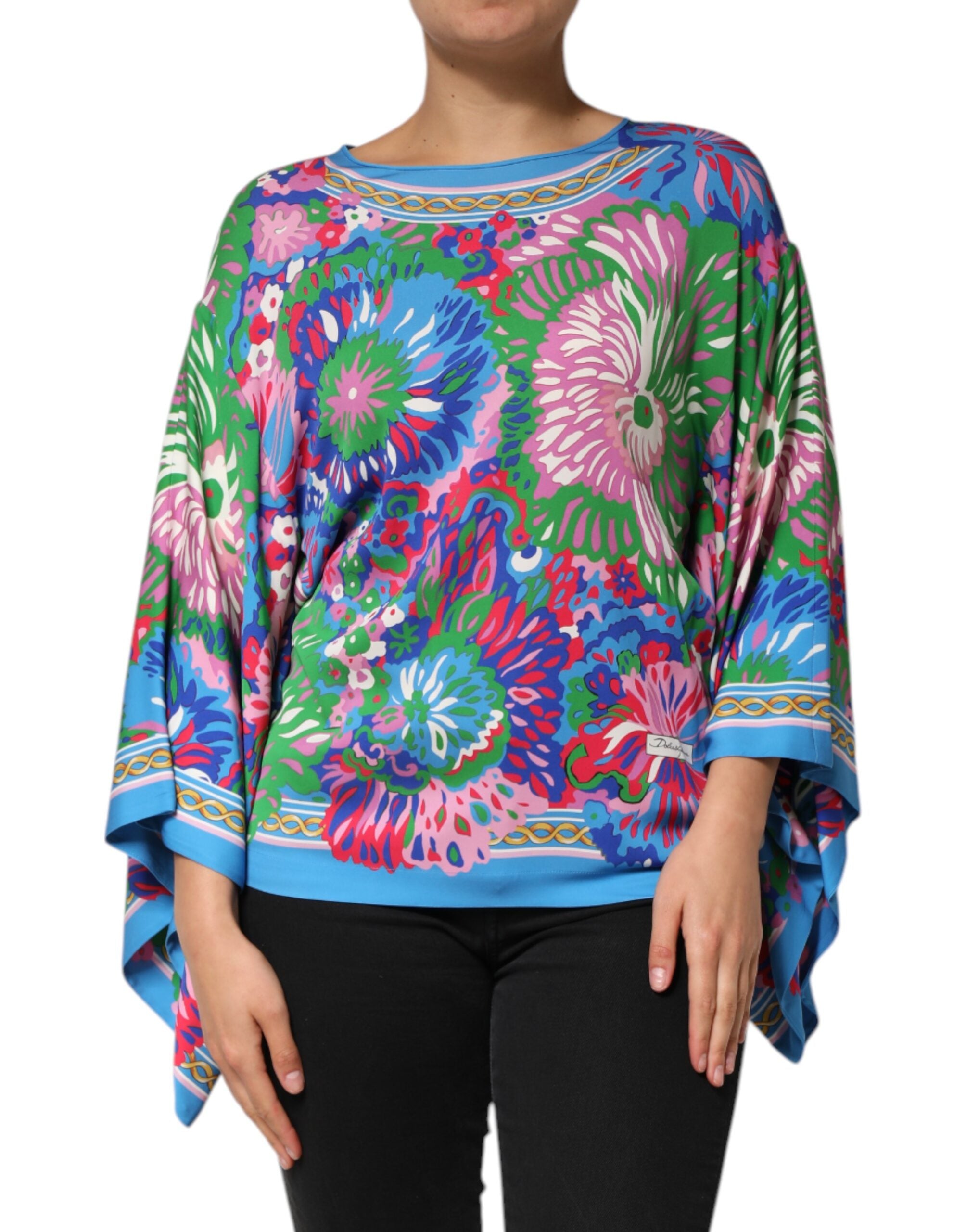 Dolce & Gabbana Multicolor Floral Printed Tunic Blouse Women's Top
