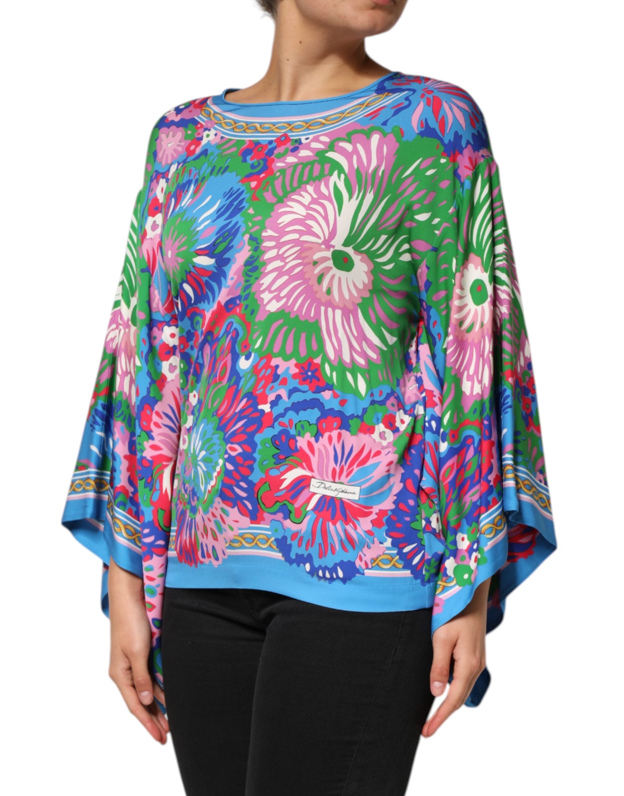 Dolce & Gabbana Multicolor Floral Printed Tunic Blouse Women's Top