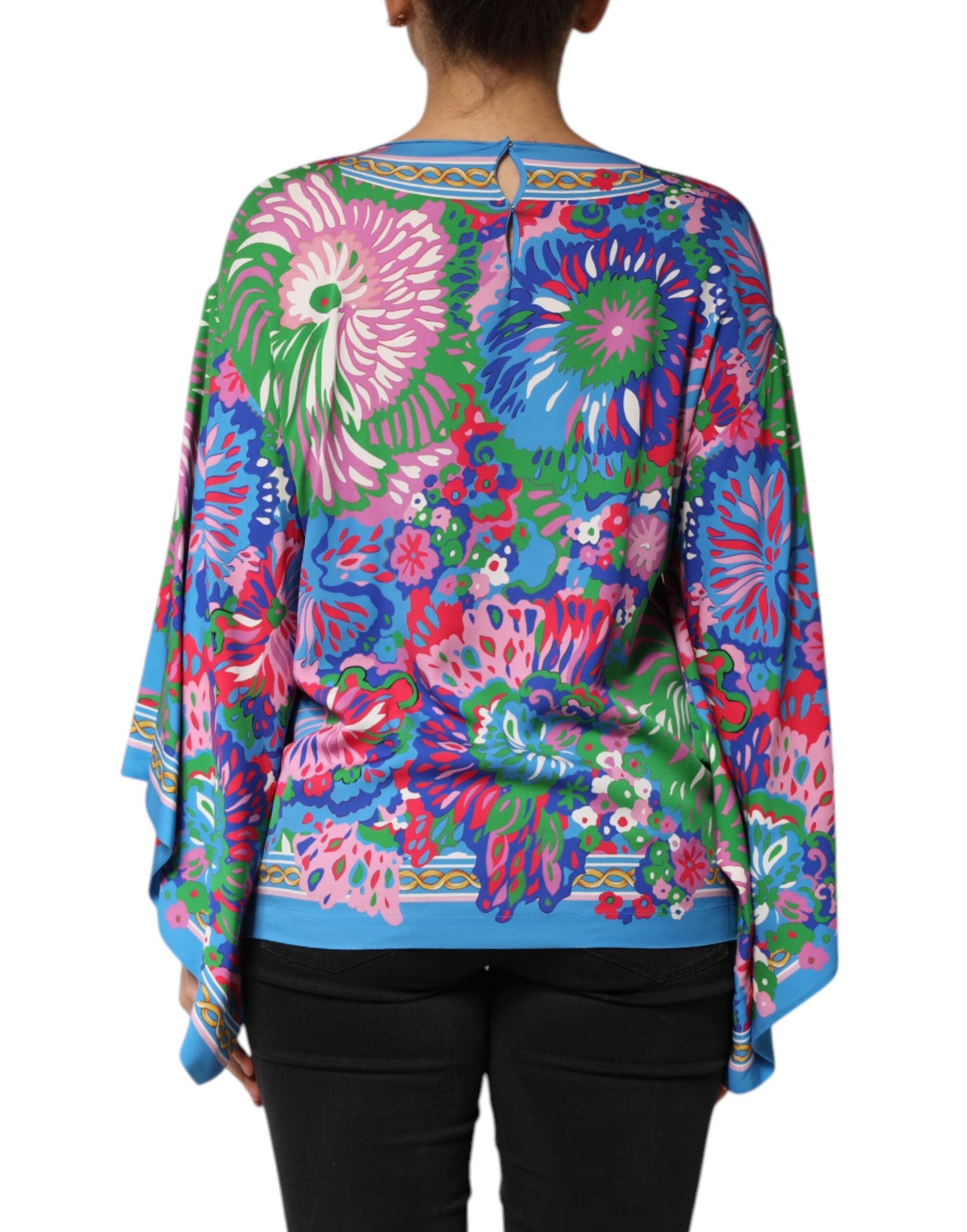 Dolce & Gabbana Multicolor Floral Printed Tunic Blouse Women's Top