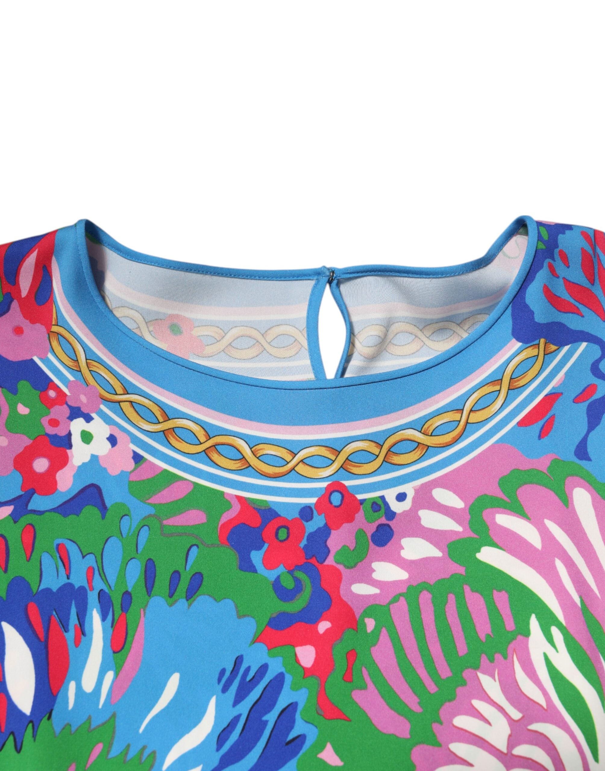 Dolce & Gabbana Multicolor Floral Printed Tunic Blouse Women's Top