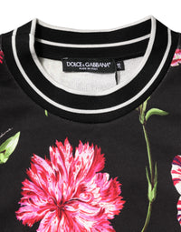 Dolce & Gabbana Black Floral Print Cotton Short Sleeves Women's Top