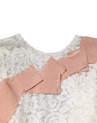 Dolce & Gabbana White Floral Lace Short Sleeves Blouse Women's Top