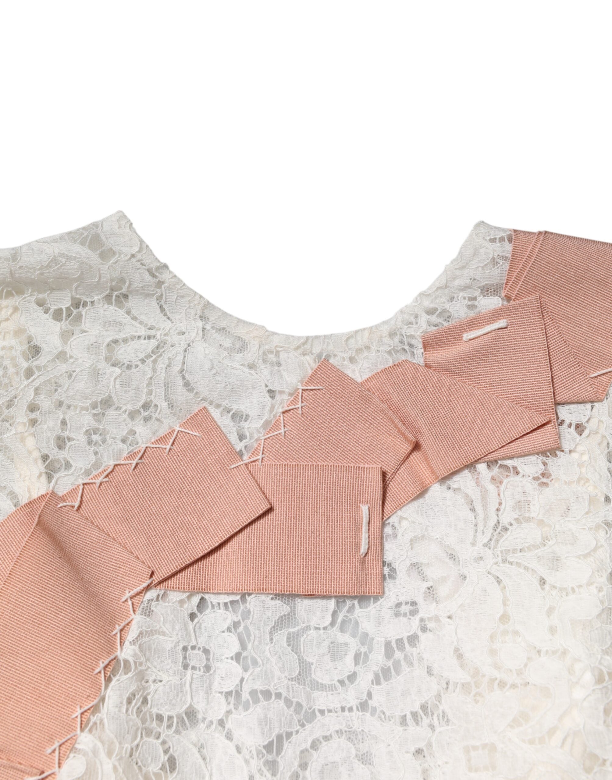 Dolce & Gabbana White Floral Lace Short Sleeves Blouse Women's Top