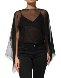 Dolce & Gabbana Black See Through Silk Chiffon Lace Blouse Women's Top