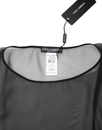 Dolce & Gabbana Black See Through Silk Chiffon Lace Blouse Women's Top