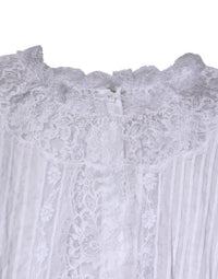 Dolce & Gabbana White Cotton Floral Lace Long Sleeves Women's Top
