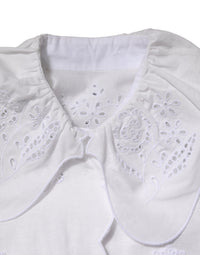 Dolce & Gabbana White Ruffled Lace Embellished Blouse Women's Top