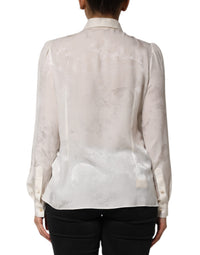 Dolce & Gabbana White Silk Long Sleeves Collared Shirt Women's Top