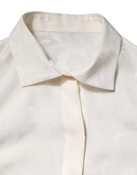 Dolce & Gabbana White Silk Long Sleeves Collared Shirt Women's Top