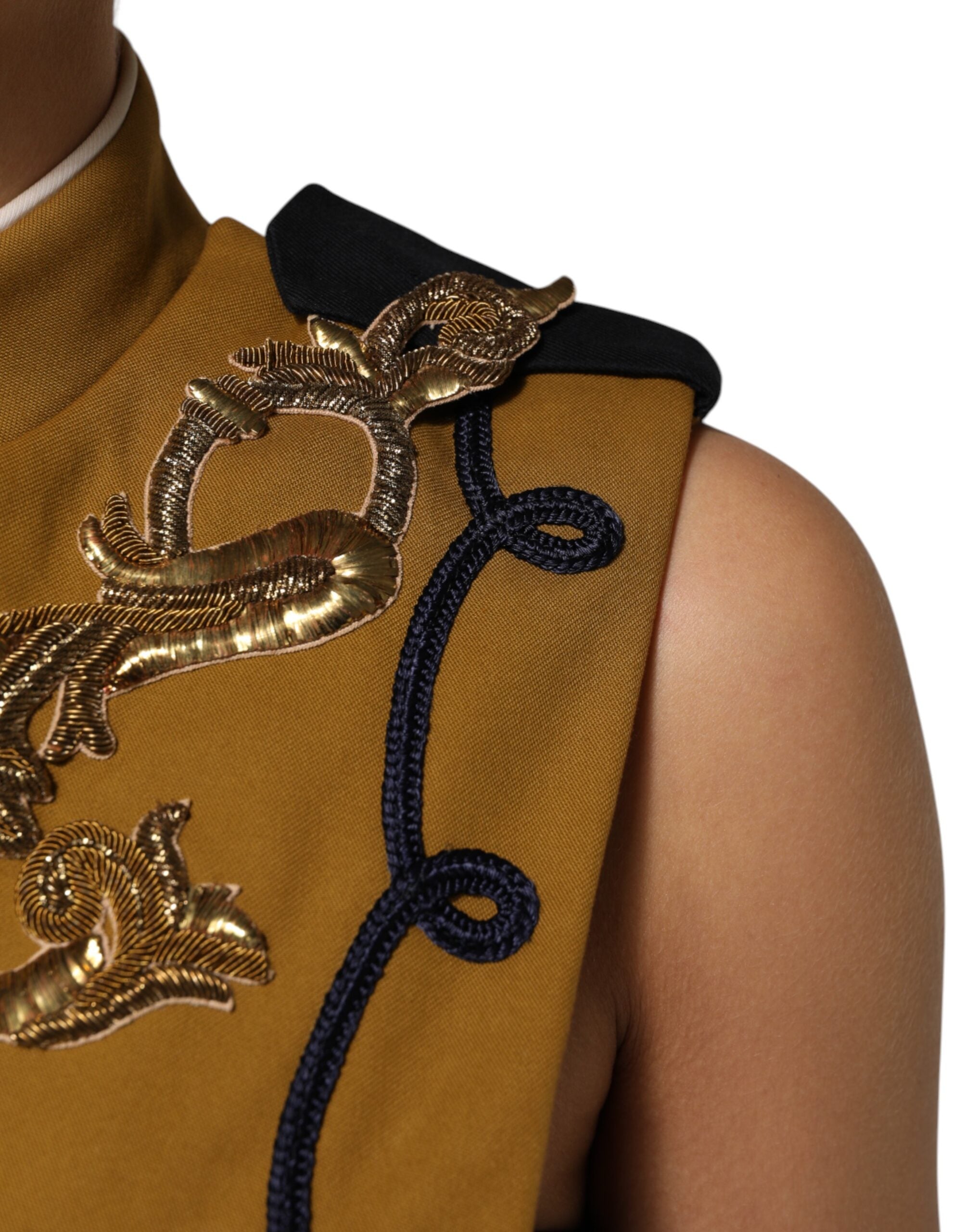 Dolce & Gabbana Dolce & Gabbana Yellow Crystal Cross Runway Vest Jacket Women's Top (Pre-Loved)
