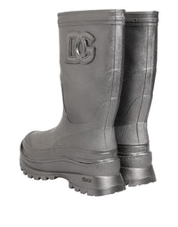 Dolce & Gabbana Metallic Silver Pull On Rain Boots Men's Shoes