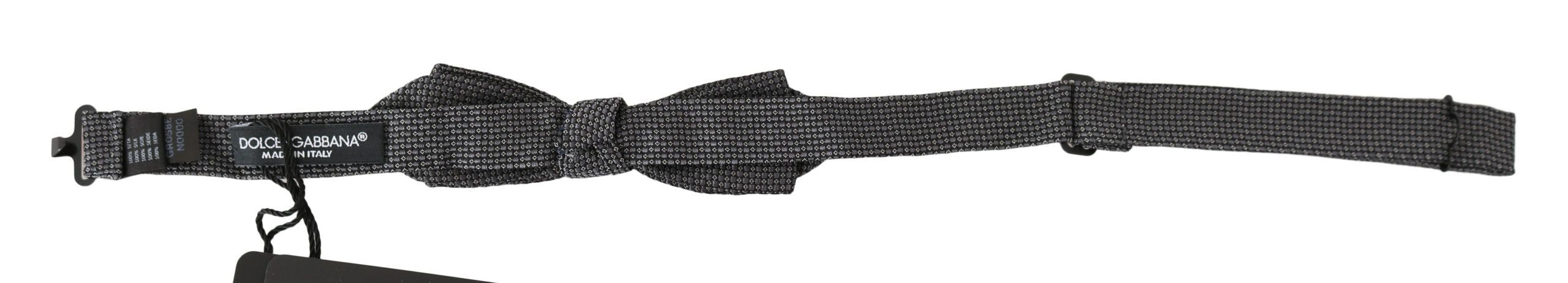 Dolce & Gabbana Dolce & Gabbana Gray Patterned Silk Adjustable Neck Bow Tie Men's Papillon
