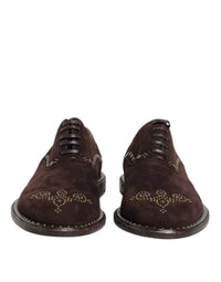 Dolce & Gabbana Dolce & Gabbana Brown Velvet Lace Up Oxford Dress Men's Shoes