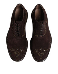 Dolce & Gabbana Dolce & Gabbana Brown Velvet Lace Up Oxford Dress Men's Shoes
