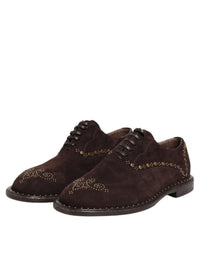 Dolce & Gabbana Dolce & Gabbana Brown Velvet Lace Up Oxford Dress Men's Shoes