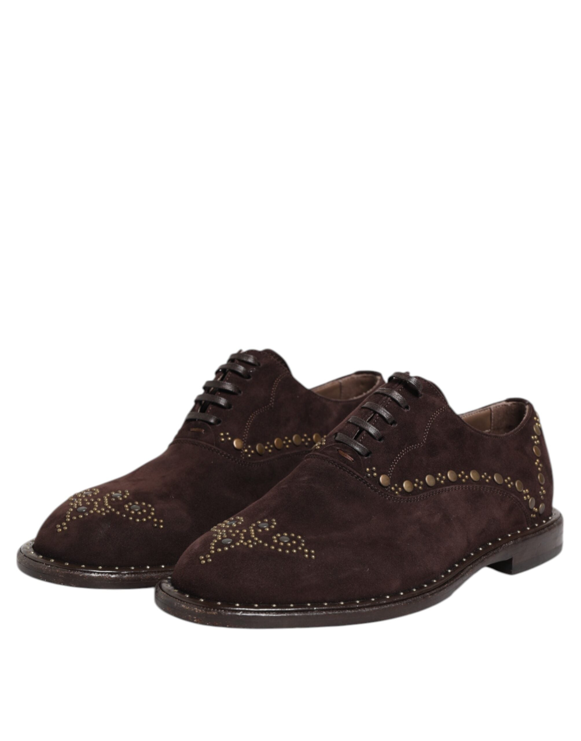 Dolce & Gabbana Dolce & Gabbana Brown Velvet Lace Up Oxford Dress Men's Shoes
