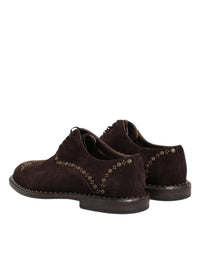 Dolce & Gabbana Dolce & Gabbana Brown Velvet Lace Up Oxford Dress Men's Shoes