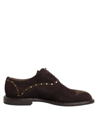 Dolce & Gabbana Dolce & Gabbana Brown Velvet Lace Up Oxford Dress Men's Shoes