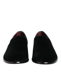 Dolce & Gabbana Black Velvet Loafers Formal Men Dress Men's Shoes