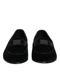 Dolce & Gabbana Black Velvet Loafers Formal Men Dress Men's Shoes
