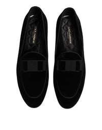 Dolce & Gabbana Black Velvet Loafers Formal Men Dress Men's Shoes