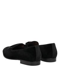 Dolce & Gabbana Black Velvet Loafers Formal Men Dress Men's Shoes