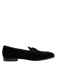 Dolce & Gabbana Black Velvet Loafers Formal Men Dress Men's Shoes