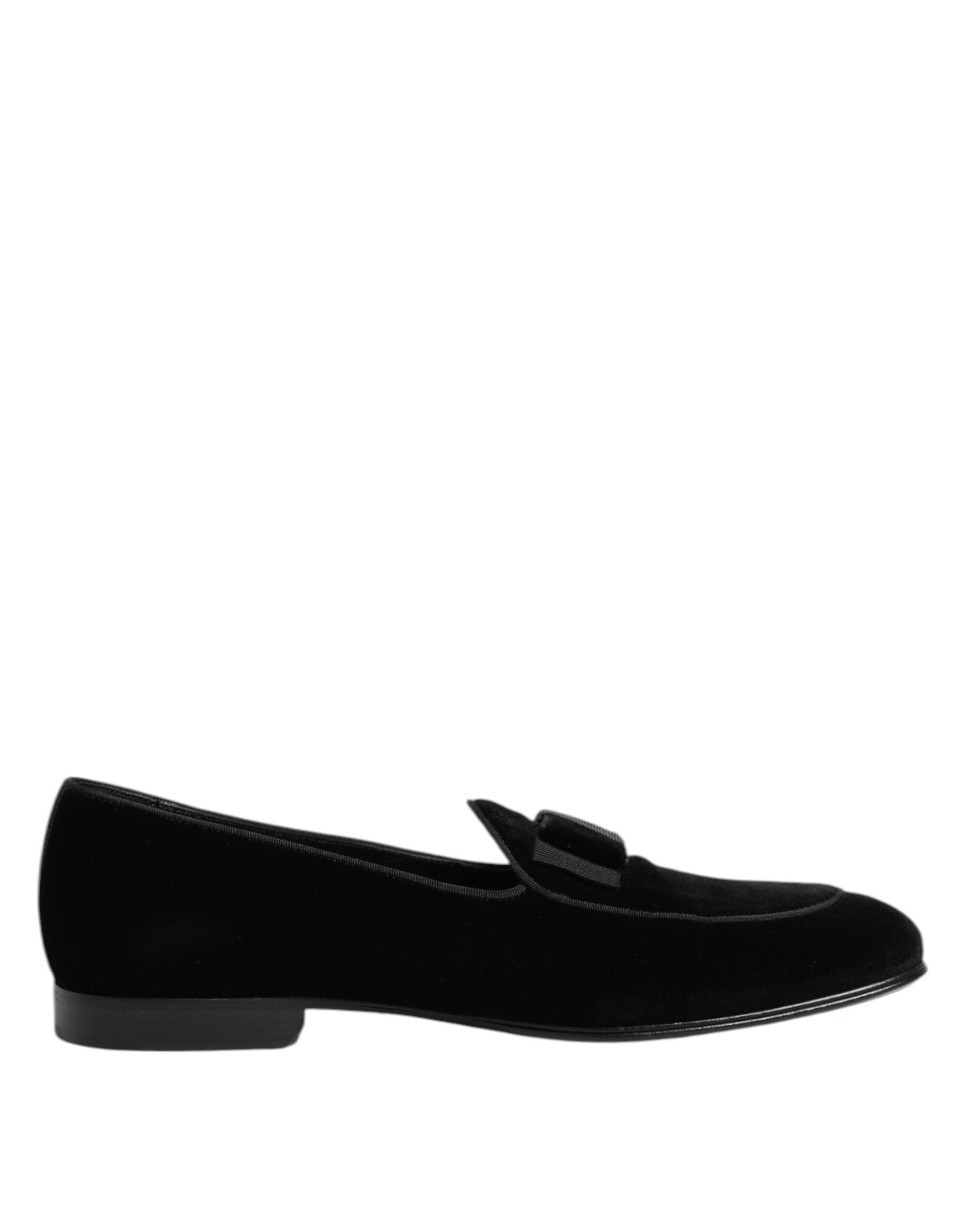 Dolce & Gabbana Black Velvet Loafers Formal Men Dress Men's Shoes