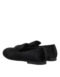 Dolce & Gabbana Black Jacquard Loafers Formal Men Dress Men's Shoes