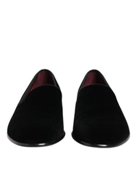 Dolce & Gabbana Black Velvet Slip On Loafers Men Formal Men's Shoes