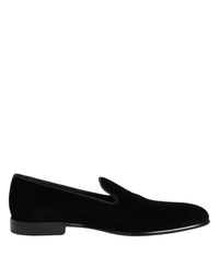 Dolce & Gabbana Black Velvet Slip On Loafers Men Formal Men's Shoes