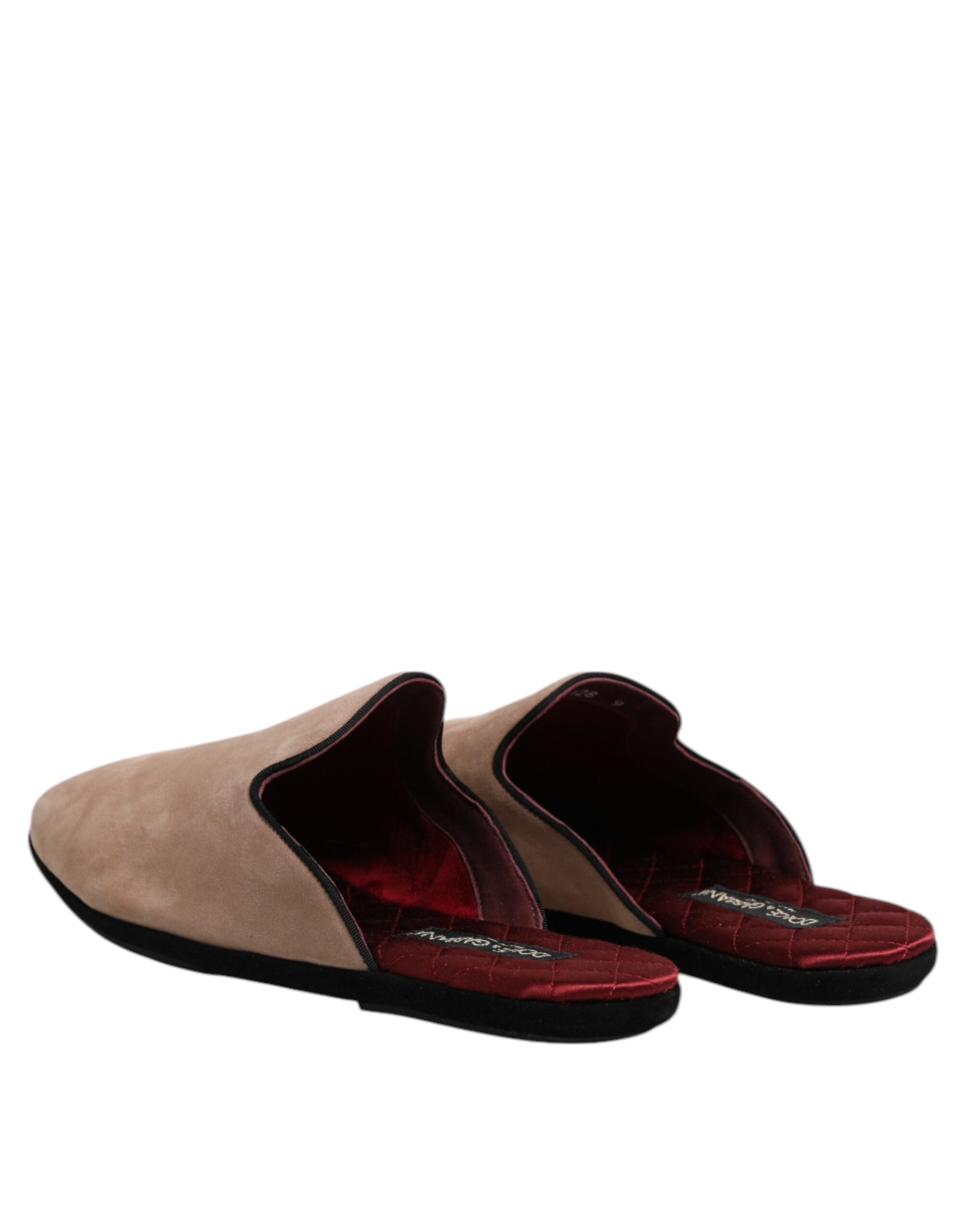 Dolce & Gabbana Dolce & Gabbana Beige Suede Leather Slides Flat Slipper Men's Shoes